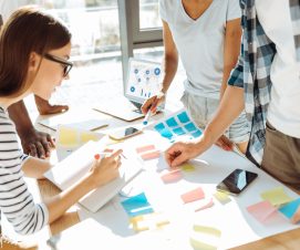 Professional young people working on the project